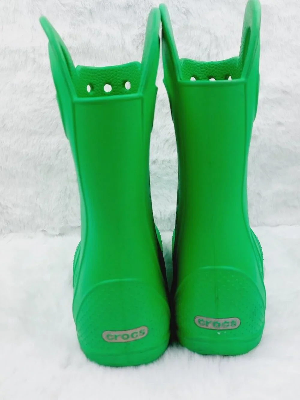 Crocs Boys' Grass Green Handle It Rubber Mid-Calf Outdoor Rain Boots Size J3